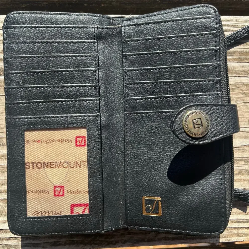Stone Mountain Convertible Wallet Crossbody Black Embossed Travel Organizer - Picture 3 of 16